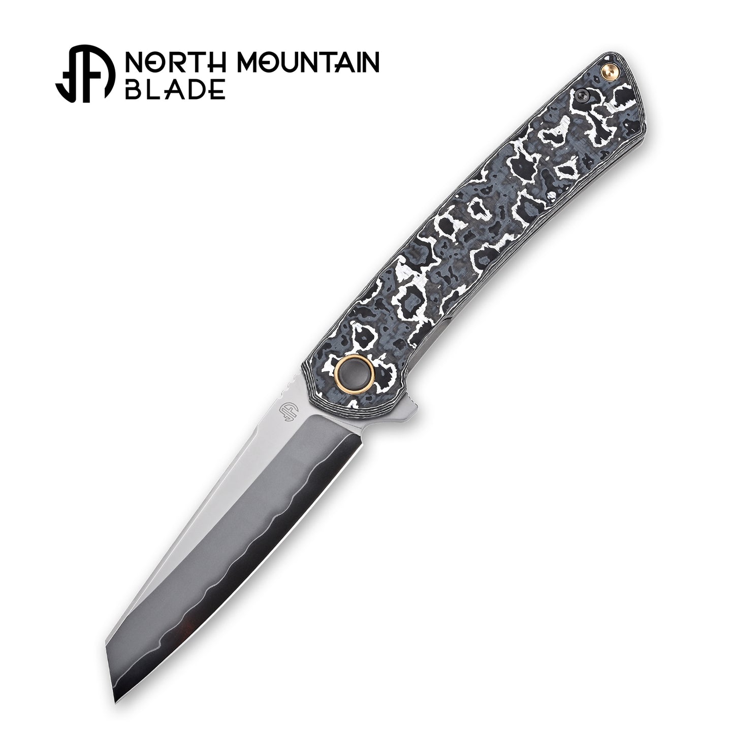 【Echo】2506-WHCF Sheepsfoot Blade White Ceramic Carbon Fiber Ti Handle&Clip Smooth Flippers
