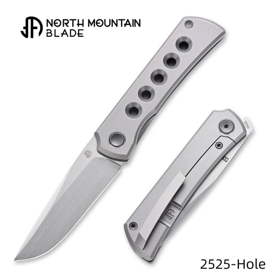 Sun 2525-Hole MINI Folding Knife Ti Handle M390 Blade hand-brushed finish