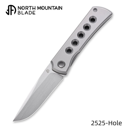 Sun 2525-Hole MINI Folding Knife Ti Handle M390 Blade hand-brushed finish