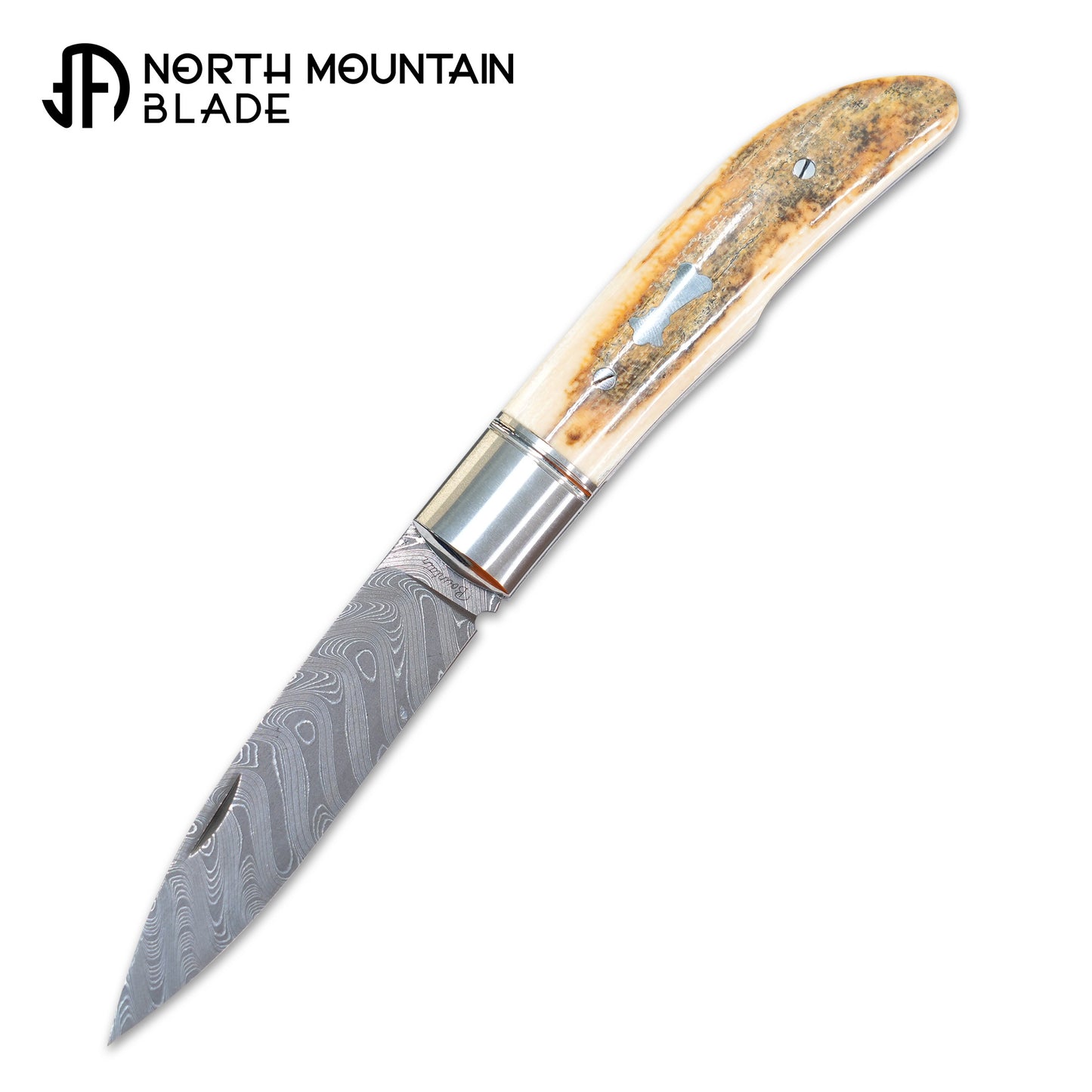 2 Swift Mammoth Tusk Fancy Legal Steel Frame Damascus Steel No Lock Handmade Pocket Knife