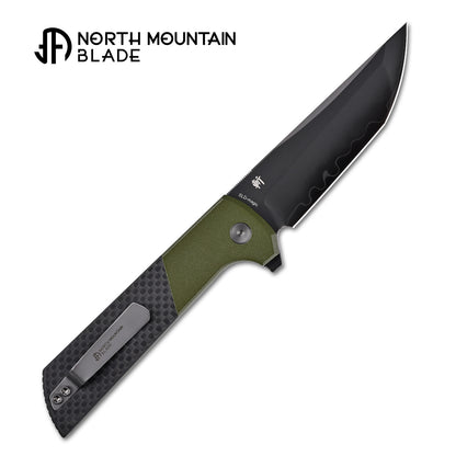2407-SPGRCF-DLC Matte painted green aluminum alloy handle  Carbon Fiber