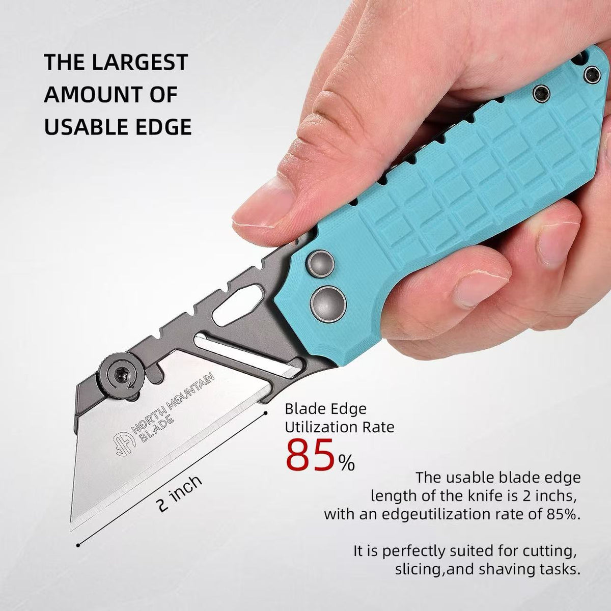 North Mountain Blade The Gripper 2537-BL– Button Lock Utility Knife, Blue