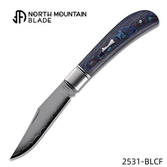 2531-BLCF Thin Classic Lanny Gentleman Pocket Knife Blue Ceramic Carbon Fiber