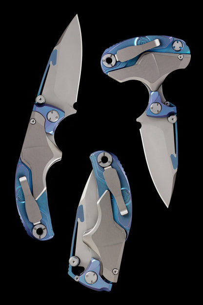 Multifunctional transforming folding knife, titanium , M390 steel.