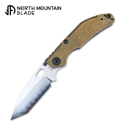 BBNM 2522-CU Bronze Tanto Duane Dwyer Frame Lock Folding Knife 3.62" SLD Satin/Hamon Tanto Blade, Bronze Handle with Titanium Lock - BBNM BRONZE TANTO