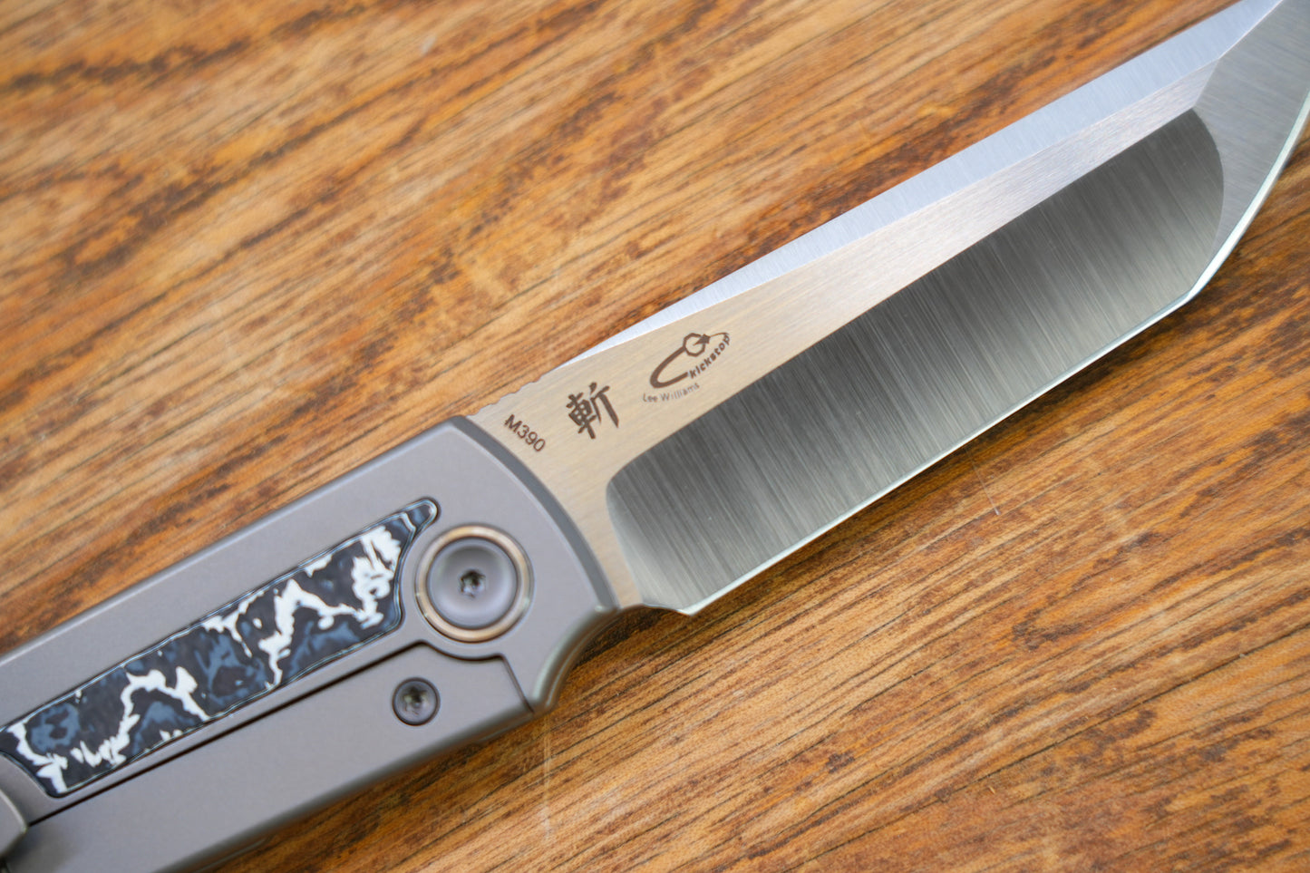 【Chop Kick Stop】Ceramic carbon fiber inlay Titanium handle M390 Blade