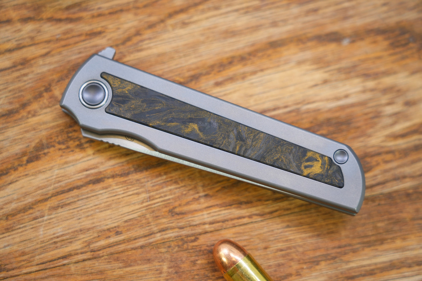 【Chop Kick Stop】Dark Matter Carbon Fiber Inlay Titanium handle M390 Blade