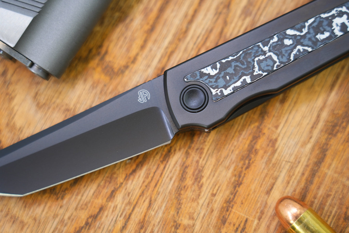 【Chop Kick Stop】DLC Ceramic carbon fiber inlay Titanium handle M390 Blade