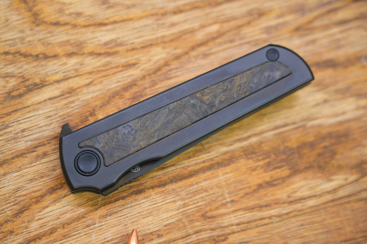 【Chop Kick Stop】DLC Dark Matter Carbon Fiber Inlay Titanium handle M390 Blade