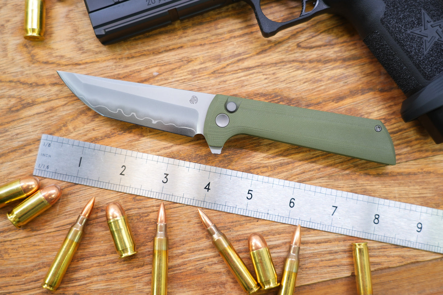 【Chop 2】 Green G10 handle SLD-Magic Japanese TANTO style tactical folding knife