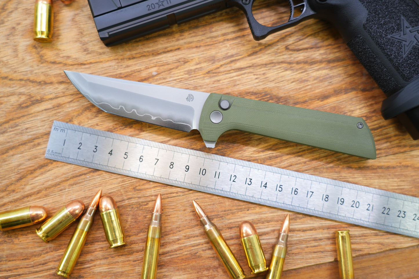 【Chop 2】 Green G10 handle SLD-Magic Japanese TANTO style tactical folding knife