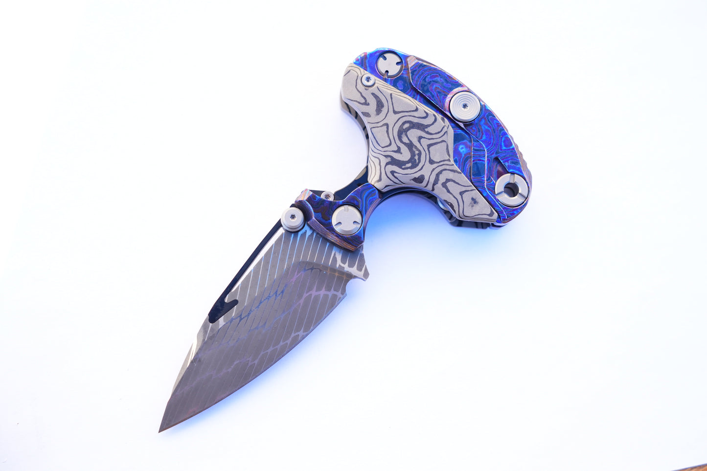 FS EDC Alkaid Damascus Blade Titanium Damascus Handle