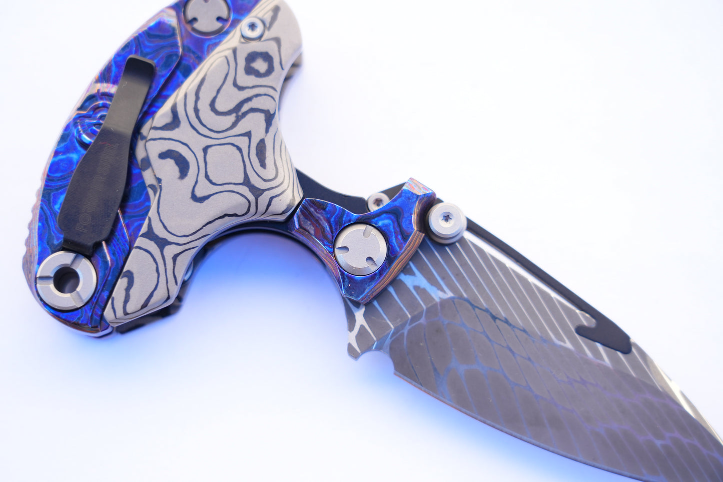 FS EDC Alkaid Damascus Blade Titanium Damascus Handle