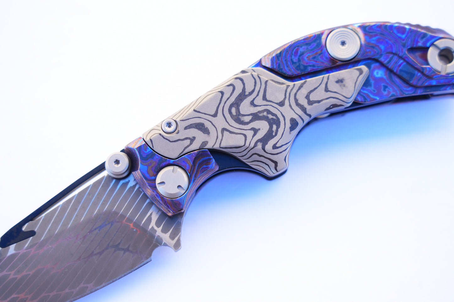 FS EDC Alkaid Damascus Blade Titanium Damascus Handle