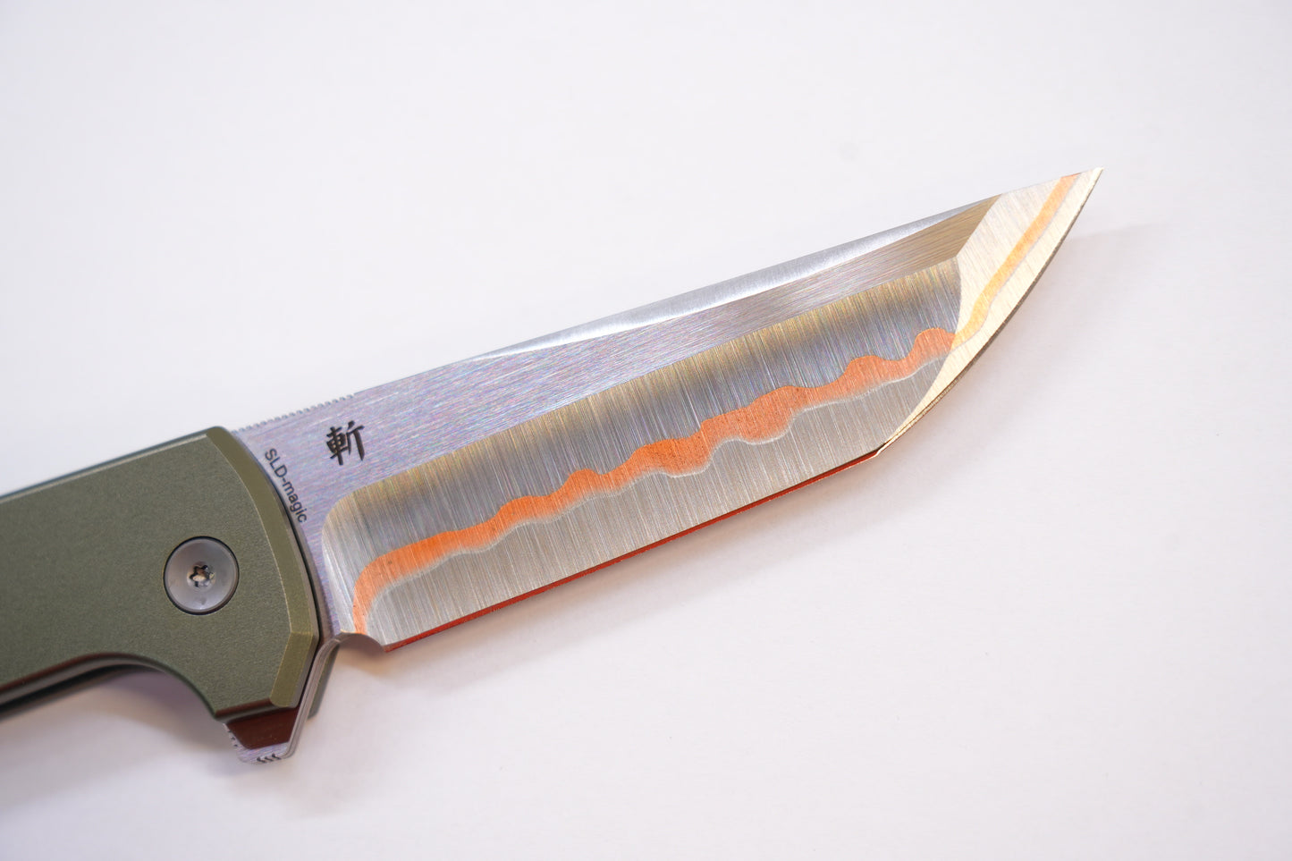 NorthMountainBlade Custom Chop2 5 Layer Forged copper blade Titanium Damascus handle