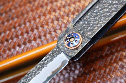 Giant Folding Knife, Higonokami Style, Hand-Forged Blade, Hand-Polished Mirror Finish, Full-Forged Handle