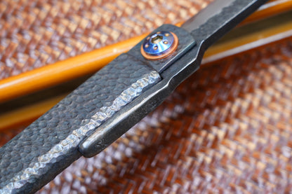 Giant Folding Knife, Higonokami Style, Hand-Forged Blade, Hand-Polished Mirror Finish, Full-Forged Handle