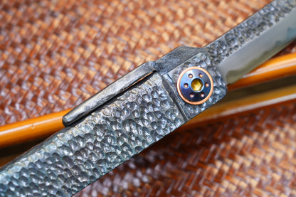 Giant Folding Knife, Higonokami Style, Hand-Forged Blade, Hand-Polished Mirror Finish, Full-Forged Handle