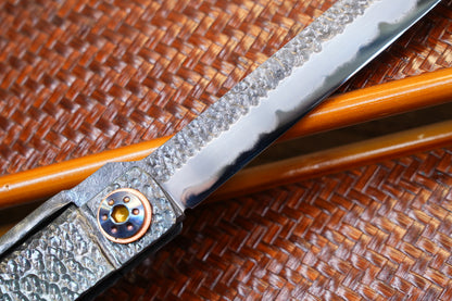 Giant Folding Knife, Higonokami Style, Hand-Forged Blade, Hand-Polished Mirror Finish, Full-Forged Handle