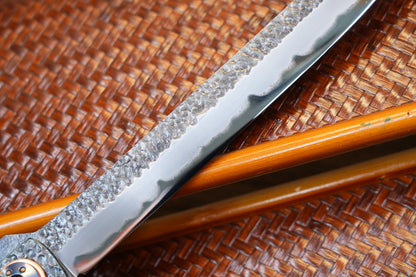 Giant Folding Knife, Higonokami Style, Hand-Forged Blade, Hand-Polished Mirror Finish, Full-Forged Handle