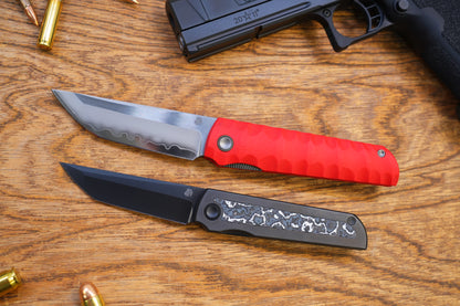 2411-RED Kick Stop Chop Plus Hidden flipper Japanese style tactical tanto folding knife