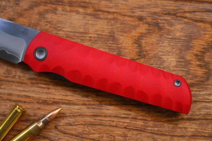2411-RED Kick Stop Chop Plus Hidden flipper Japanese style tactical tanto folding knife