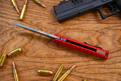 2411-RED Kick Stop Chop Plus Hidden flipper Japanese style tactical tanto folding knife