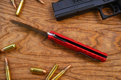 2411-RED Kick Stop Chop Plus Hidden flipper Japanese style tactical tanto folding knife