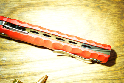 2411-RED Kick Stop Chop Plus Hidden flipper Japanese style tactical tanto folding knife