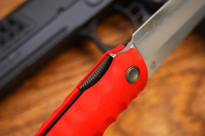 2411-RED Kick Stop Chop Plus Hidden flipper Japanese style tactical tanto folding knife