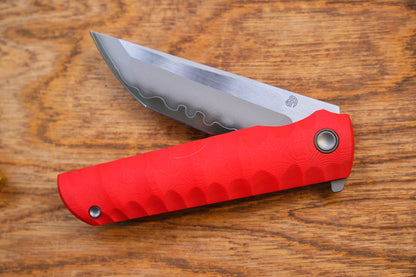 2411-RED Kick Stop Chop Plus Hidden flipper Japanese style tactical tanto folding knife
