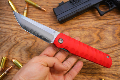 2411-RED Kick Stop Chop Plus Hidden flipper Japanese style tactical tanto folding knife