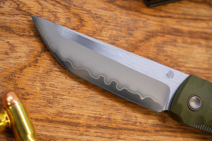 2411-GR Kick Stop Chop Plus green Hidden flipper Japanese style tactical tanto folding knife