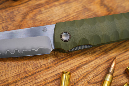 2411-GR Kick Stop Chop Plus green Hidden flipper Japanese style tactical tanto folding knife