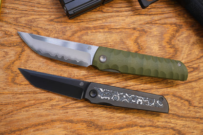 2411-GR Kick Stop Chop Plus green Hidden flipper Japanese style tactical tanto folding knife
