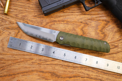 2411-GR Kick Stop Chop Plus green Hidden flipper Japanese style tactical tanto folding knife
