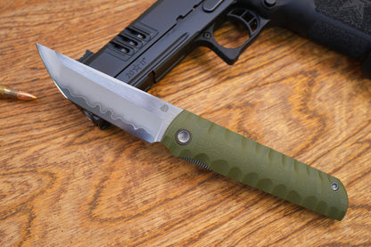 2411-GR Kick Stop Chop Plus green Hidden flipper Japanese style tactical tanto folding knife