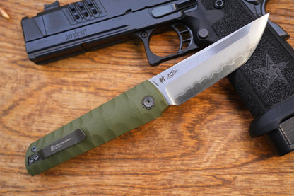 2411-GR Kick Stop Chop Plus green Hidden flipper Japanese style tactical tanto folding knife