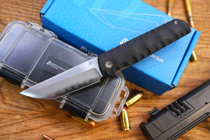 2411-BK Kick Stop Chop Plus black Hidden flipper Japanese style tactical tanto folding knife