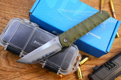 2411-GR Kick Stop Chop Plus green Hidden flipper Japanese style tactical tanto folding knife