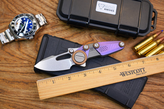 NOC Knives Mechanical Folding Knife Titanium Handle M390 Blade w/ Hard Case