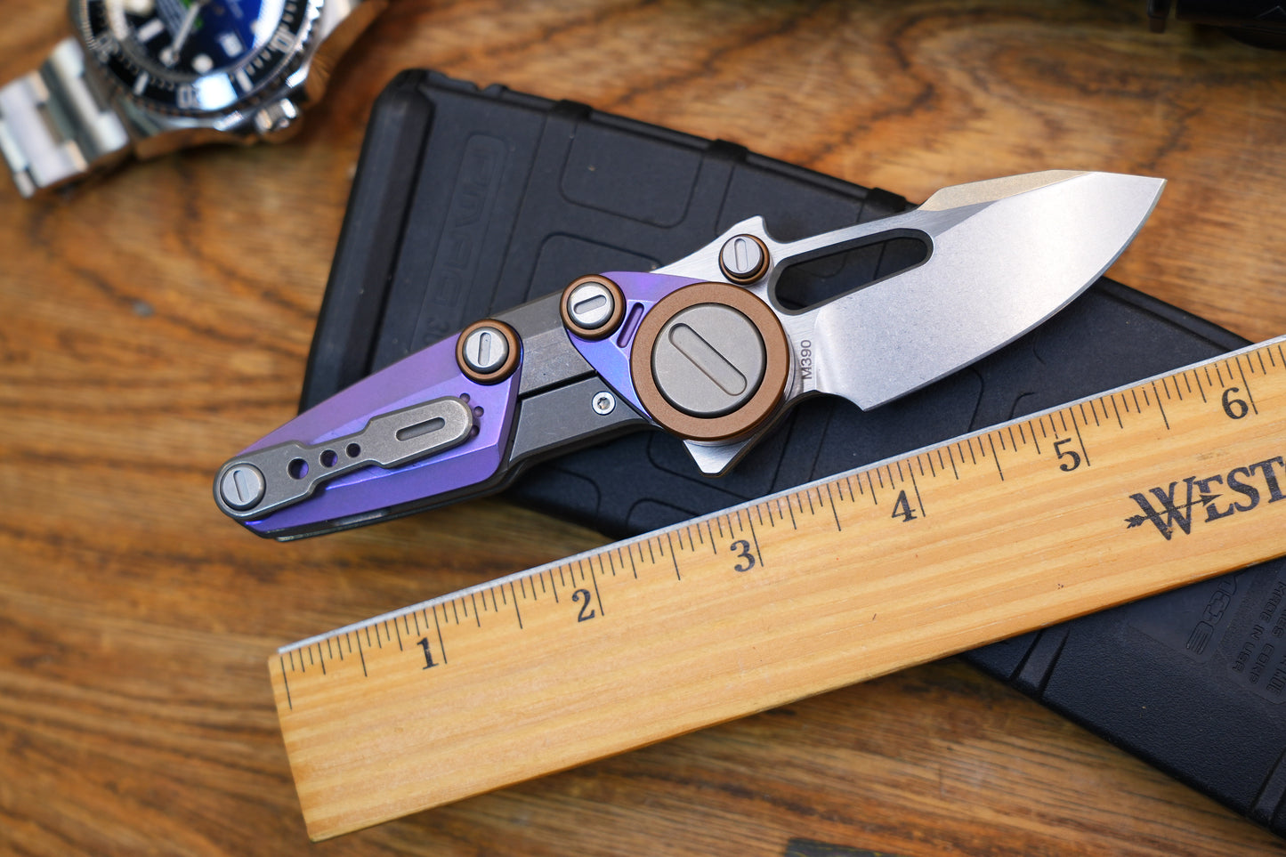 NOC Knives Mechanical Folding Knife Titanium Handle M390 Blade w/ Hard Case