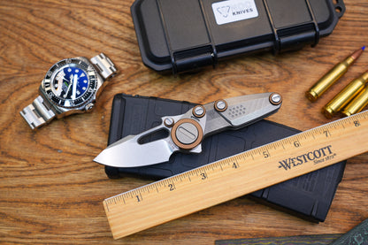 NOC Knives Mechanical Folding Knife Titanium Handle M390 Blade w/ Hard Case