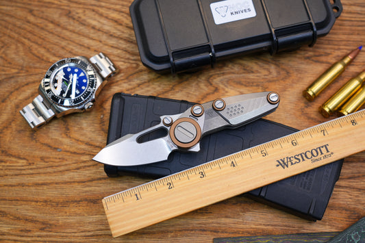 NOC Knives Mechanical Folding Knife Titanium Handle M390 Blade w/ Hard Case