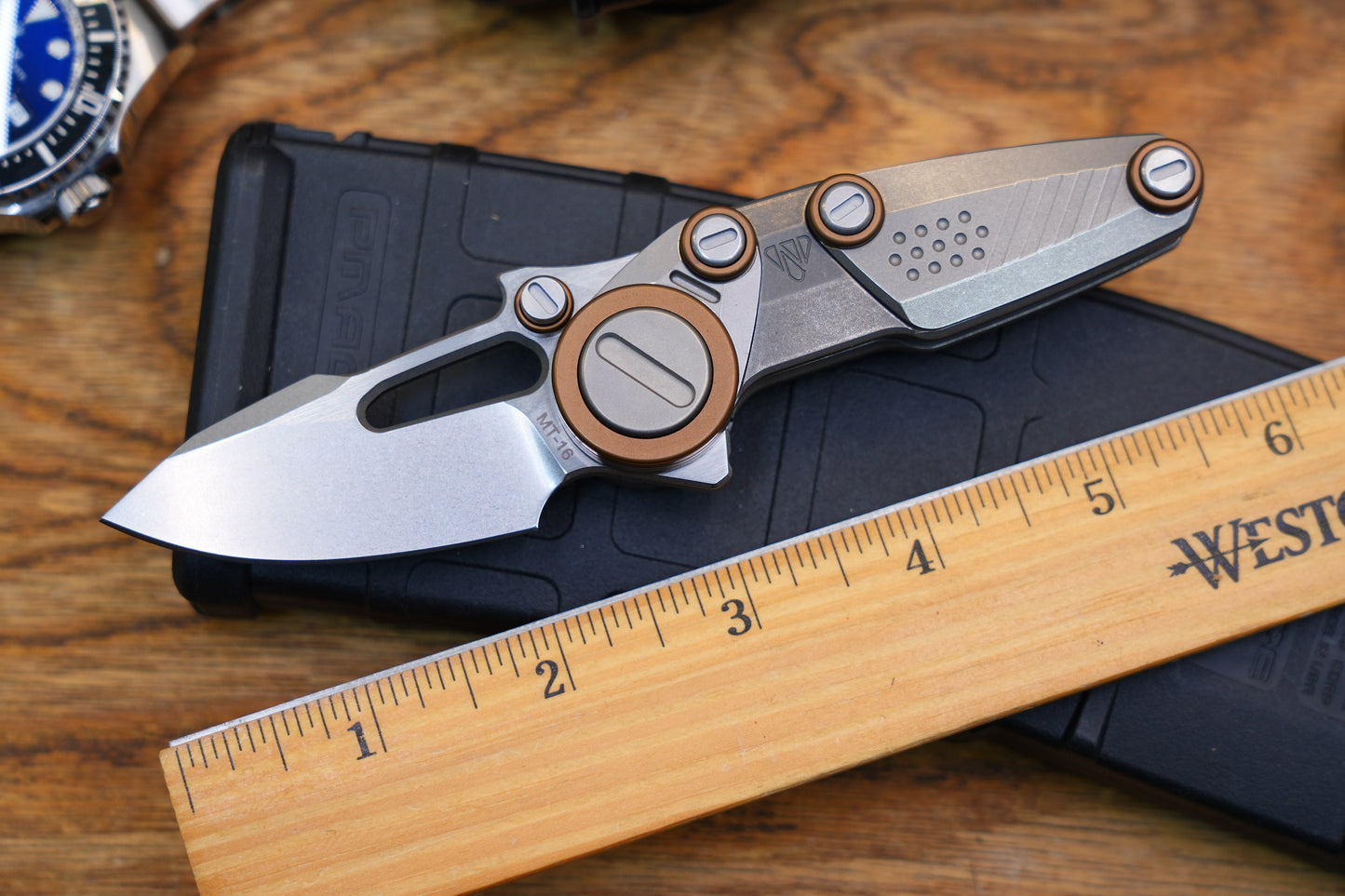 NOC Knives Mechanical Folding Knife Titanium Handle M390 Blade w/ Hard Case