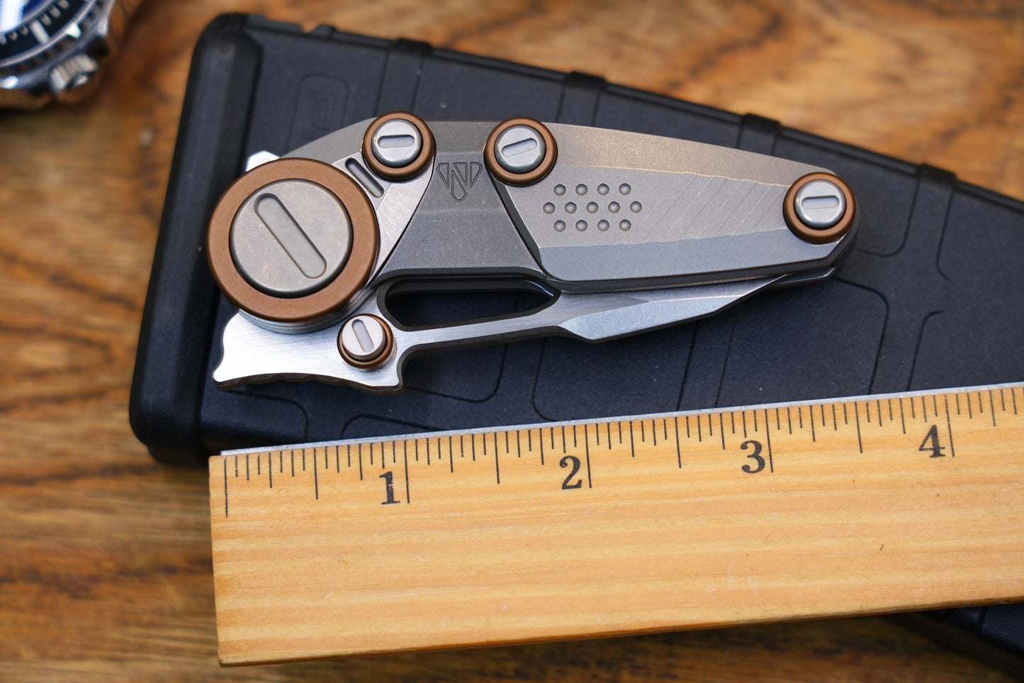 NOC Knives Mechanical Folding Knife Titanium Handle M390 Blade w/ Hard Case