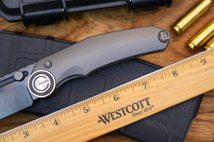 NOC Knives Premium Folding Knife M390 DLC Blade Satin Finish Titanium Handle Hand-Finished Spine