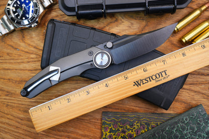 NOC Knives Premium Folding Knife M390 DLC Blade Satin Finish Titanium Handle Hand-Finished Spine