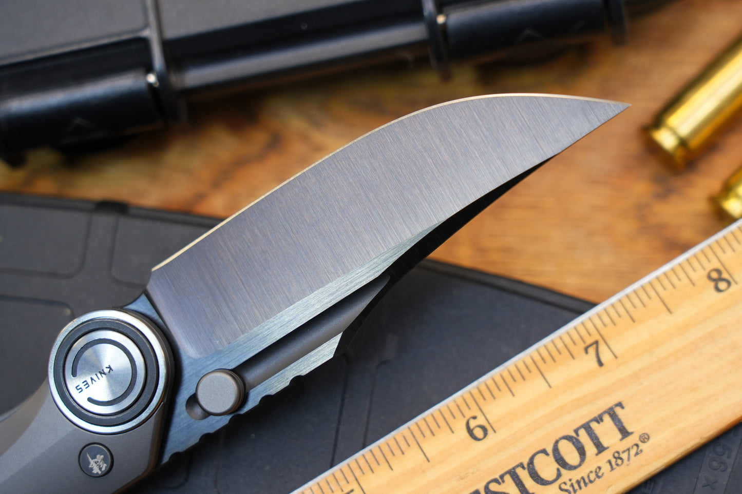 NOC Knives Premium Folding Knife M390 DLC Blade Satin Finish Titanium Handle Hand-Finished Spine