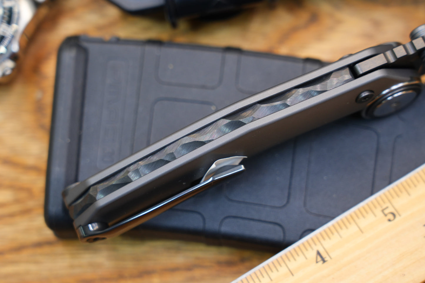 NOC Knives Premium Folding Knife M390 DLC Blade Satin Finish Titanium Handle Hand-Finished Spine